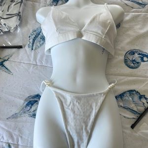 White bikini with pearl detail new with tags never worn